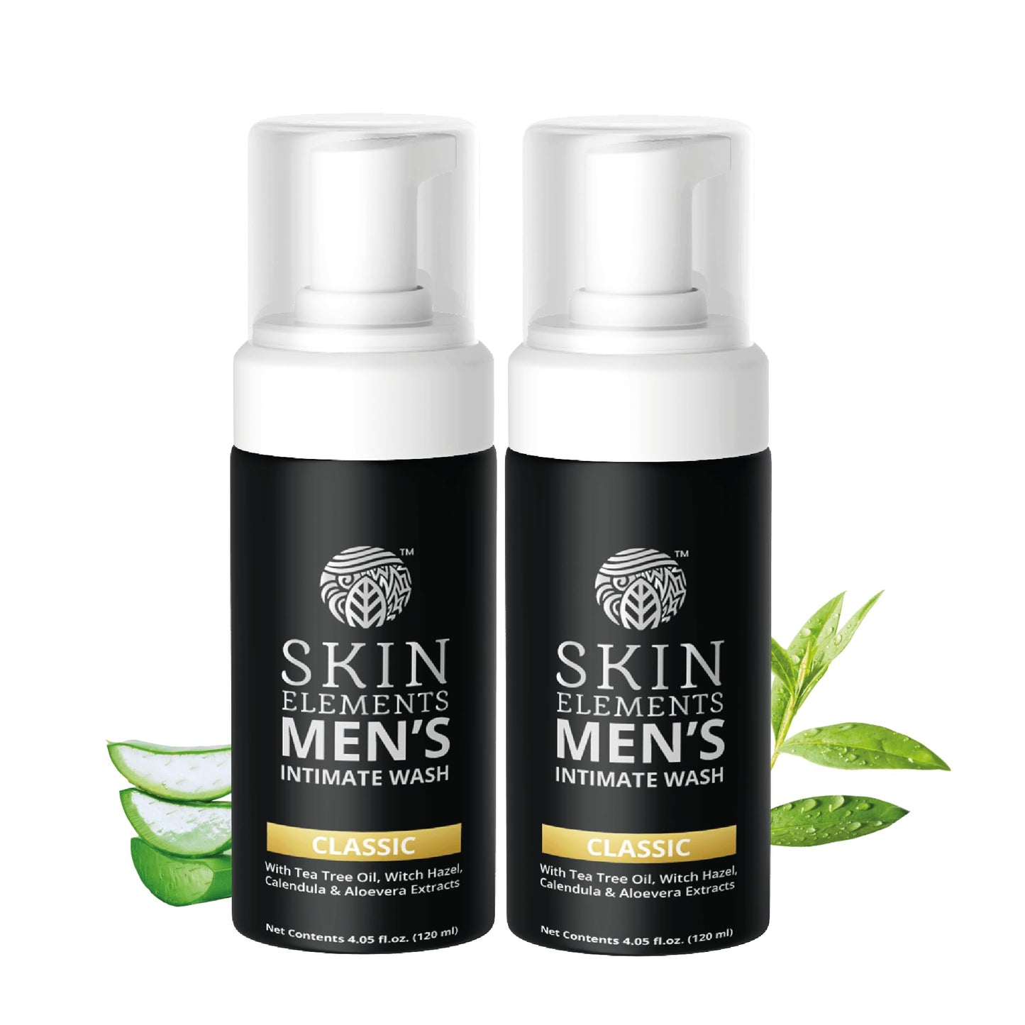 Skin Elements Intimate Wash for Men with Tea Tree Oil | pH Balanced Foaming Hygiene Wash | Control Bad Odor & Unwanted Sweat | Refreshes Intimate Area | 240 ml | Pack of 2