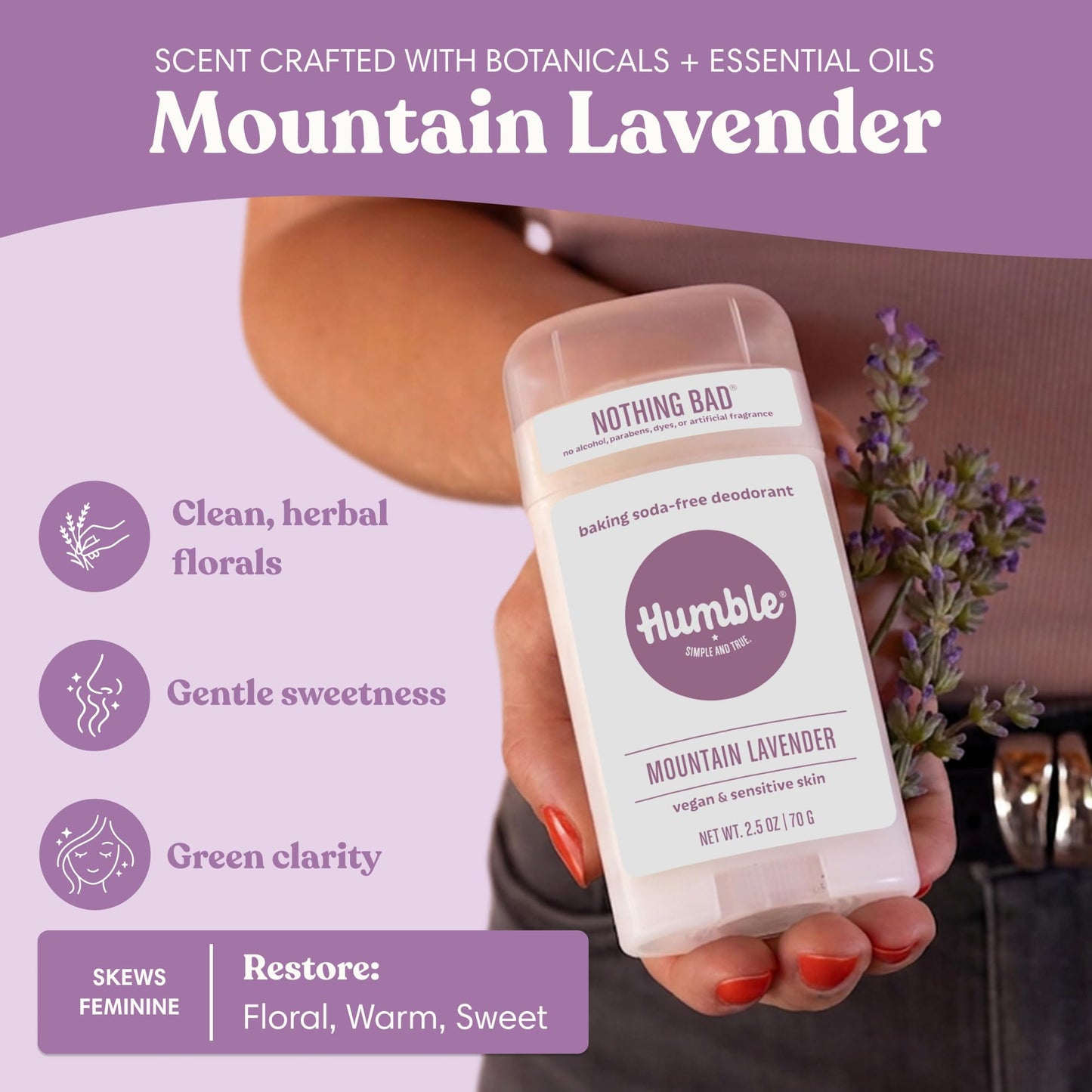 Humble Aluminum-Free Deodorant, Mountain Lavender - 1 Pack