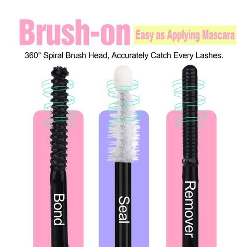 Lash Bond and Seal and Remover 3 in 1 Strong Hold Waterproof Long Lasting Cluster Eyelashes Bond and Sealant Easy to Use Lash Clusters Remover Pack
