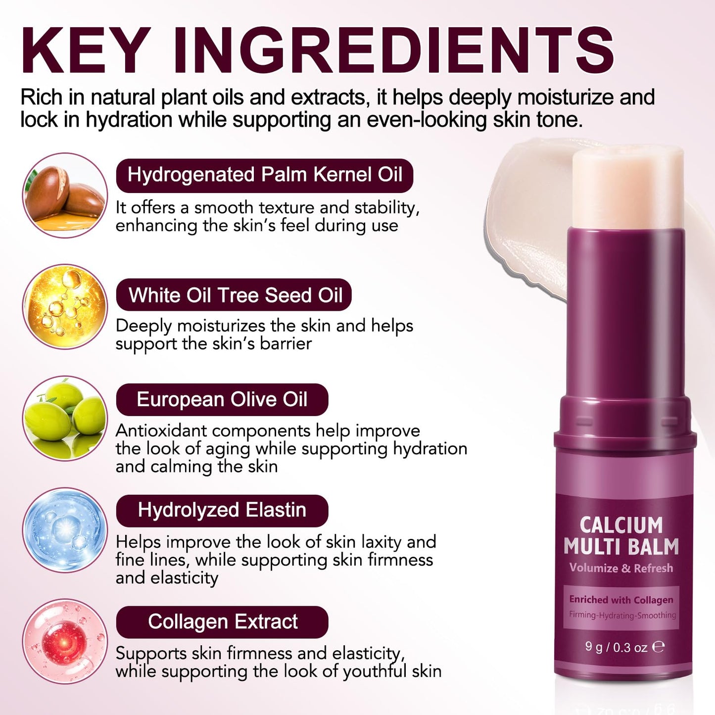 BKKTfBWK Collagen Infused Solid Moisturizing Balm Stick – Portable Skincare for Instant Hydration & Soothing, Improves Elasticity & Youthful Glow, Travel-Friendly Face & Body Balm, 1PC