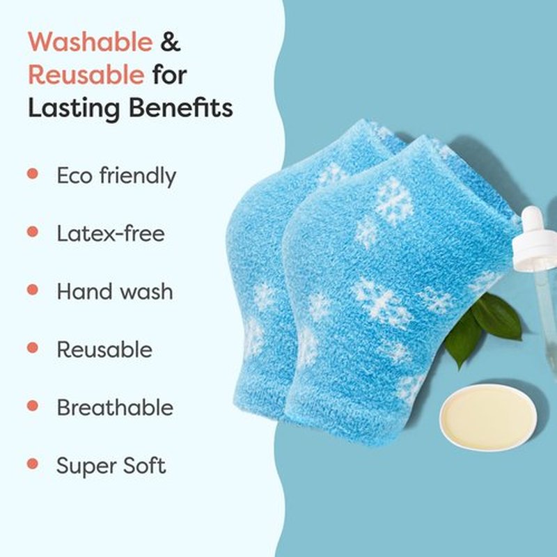 ZenToes Moisturizing Sleep Socks with Vitamin E, Olive Oil and Jojoba Seed Oil to Soften and Hydrate Dry Cracked Heels (Snowflakes, Regular)
