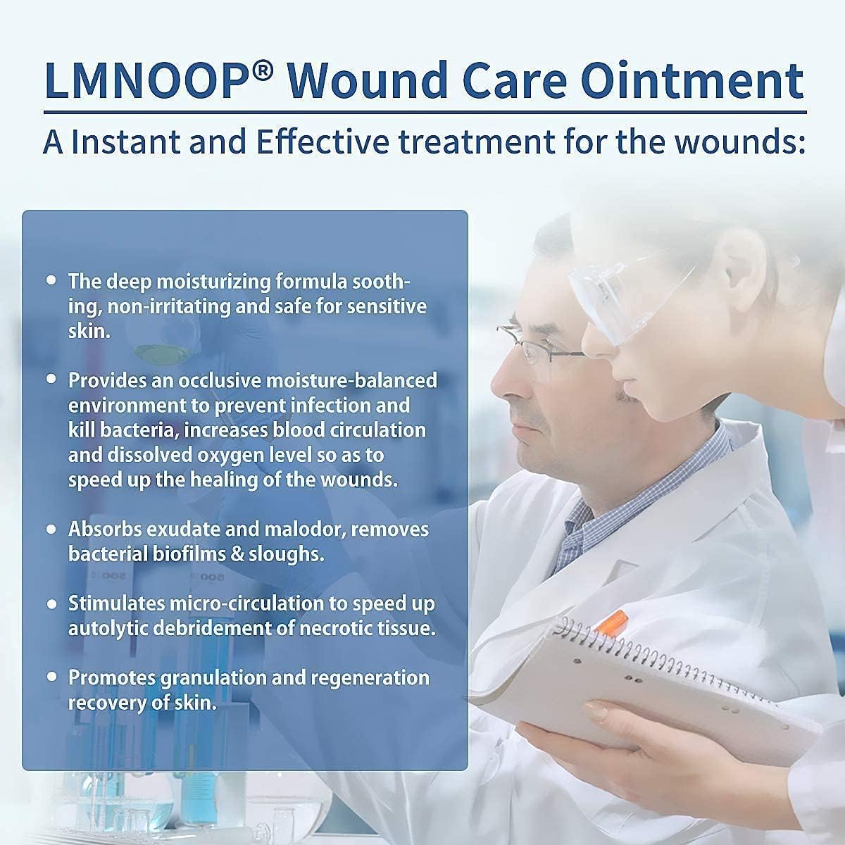 LMNOOP Bed Sore Cream, Organic Bedsore Ointment, Bed Sores Treatment, Fast Wound Healing & 24 hr Infection Protection Wound Care Ointment for BedSores, Pressure Sores, Diabetic & Venous Ulcers