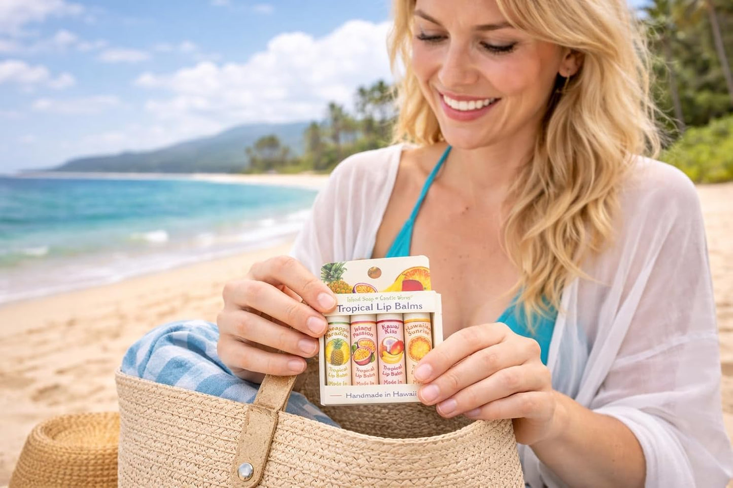 Tropical Lip Balm Stick Sample Pack - 4 Assorted Flavors | Moisturizing & Handmade in Hawaii