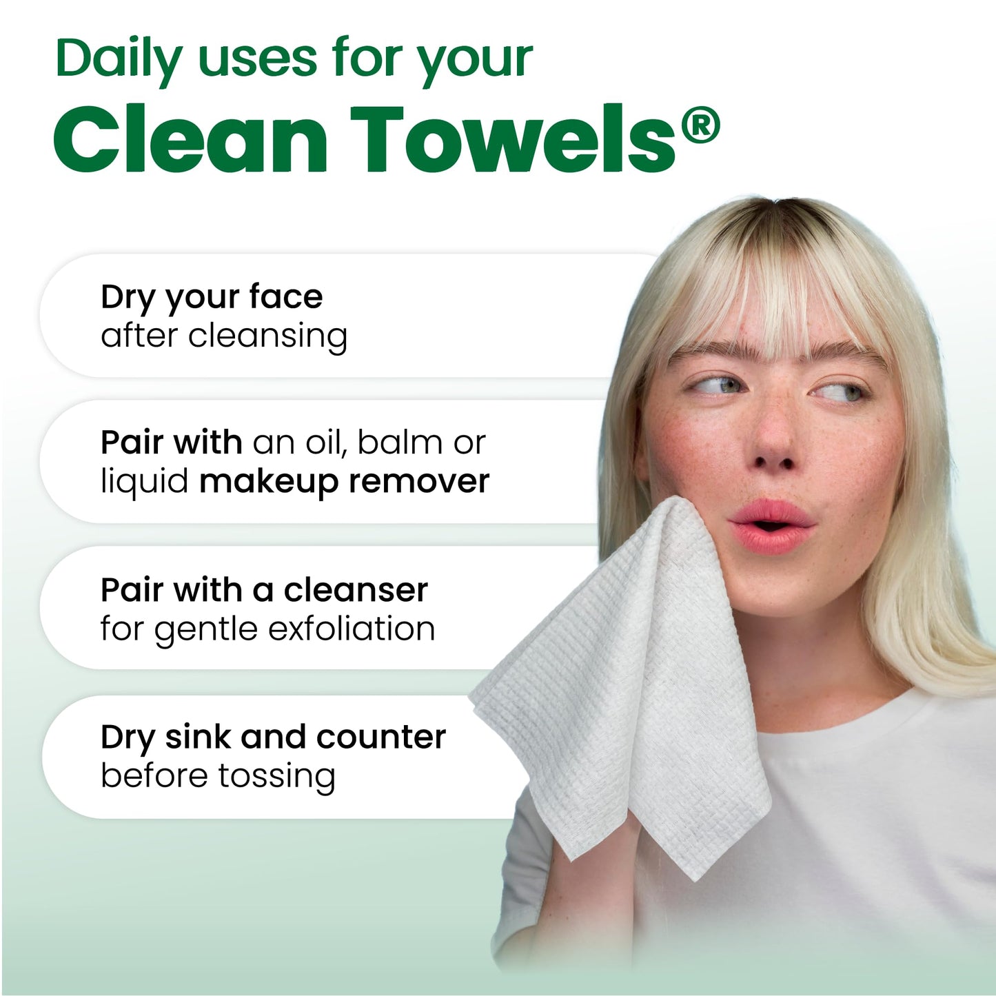CLEAN SKIN CLUB Sensitive Skin Clean Towels® XL, Ultra-Soft Disposable Face Dry Wipes Infused with Aloe & Glycerin, XL - 2 Pack (100 count)