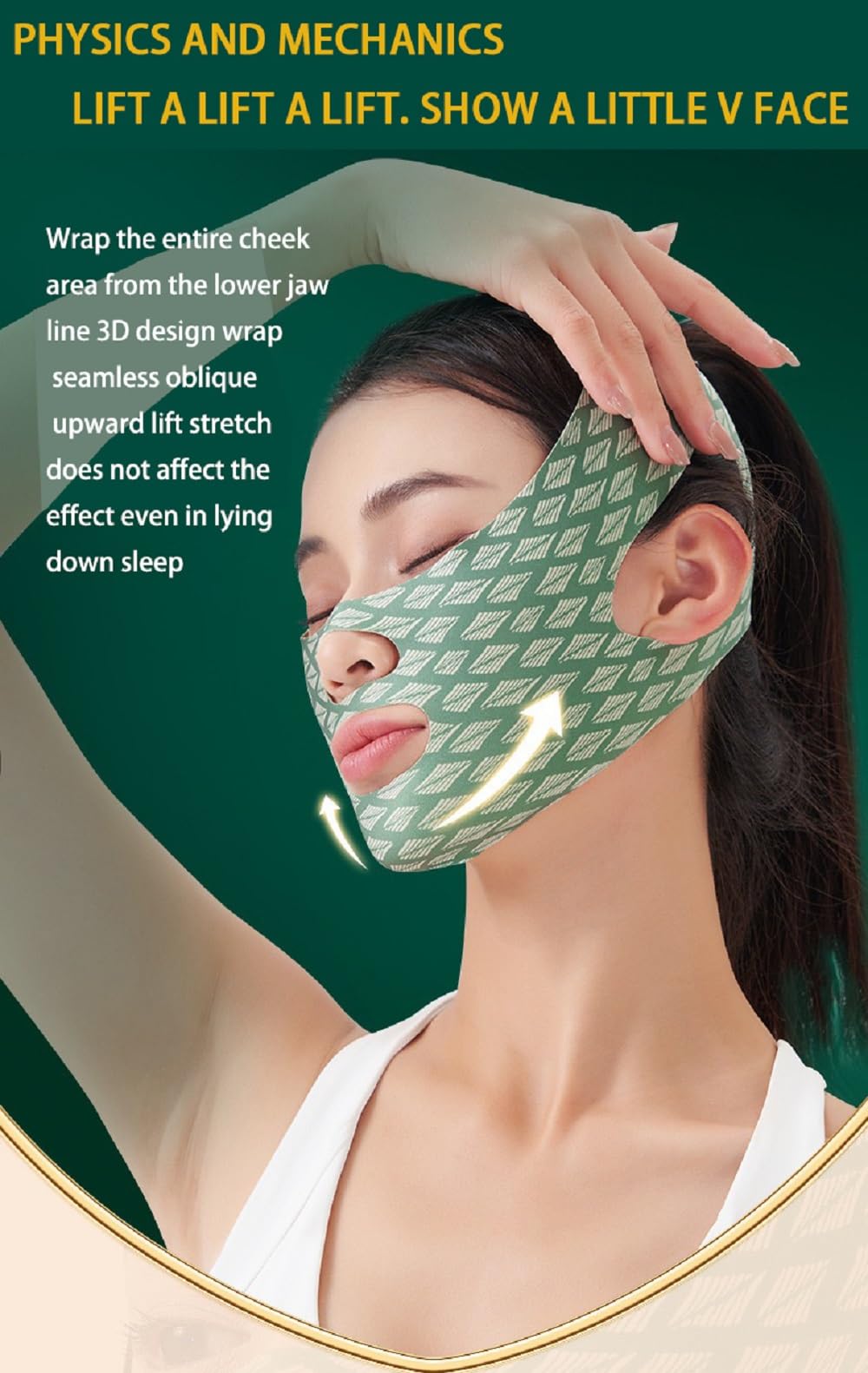Beauty Face Sculpting Sleep Mask Adjustable Face Silicone Reduce Facial Chin Double Bandage Lifting Tightening Mask Skin Care (Green)