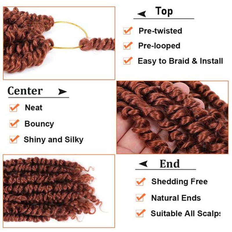 Passion Twist Crochet Hair 12 Inch 8 Packs Pre-Twisted Passion Twist Hair Crochet Hair for Black Women Pre-Looped Crochet Braids Synthetic Crochet Hair Extensions #350
