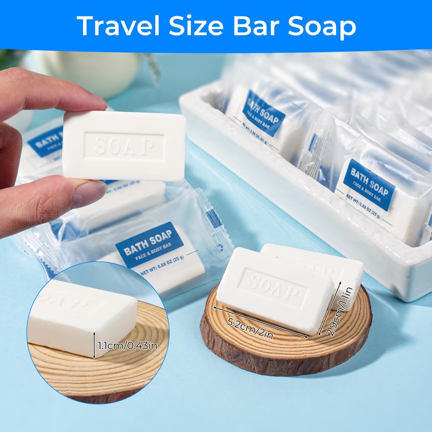 HAIFOTRVA 50 Pack Mini Travel Size Bar Soap Bulk,0.88 oz/25 grams Individually Wrapped Small Hotel Soap Bars Toiletries Amenities for Guest,Church,Homeless Gifts,Bathroom