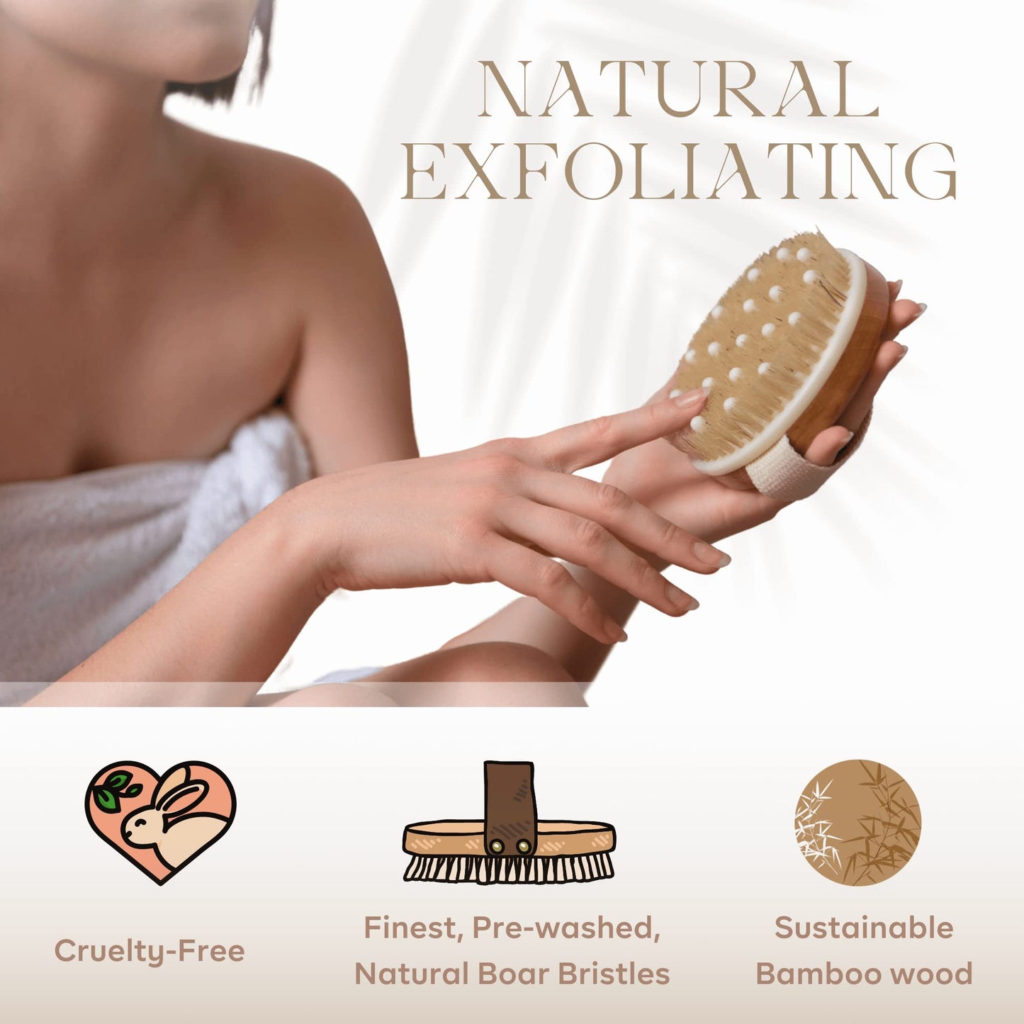 Dry Brushing Body Brush - Best for Exfoliating Dry Skin, Lymphatic Drainage and Cellulite Treatment - Organic Spa Exfoliation and Massage Scrub Brush with Natural Boar Bristles