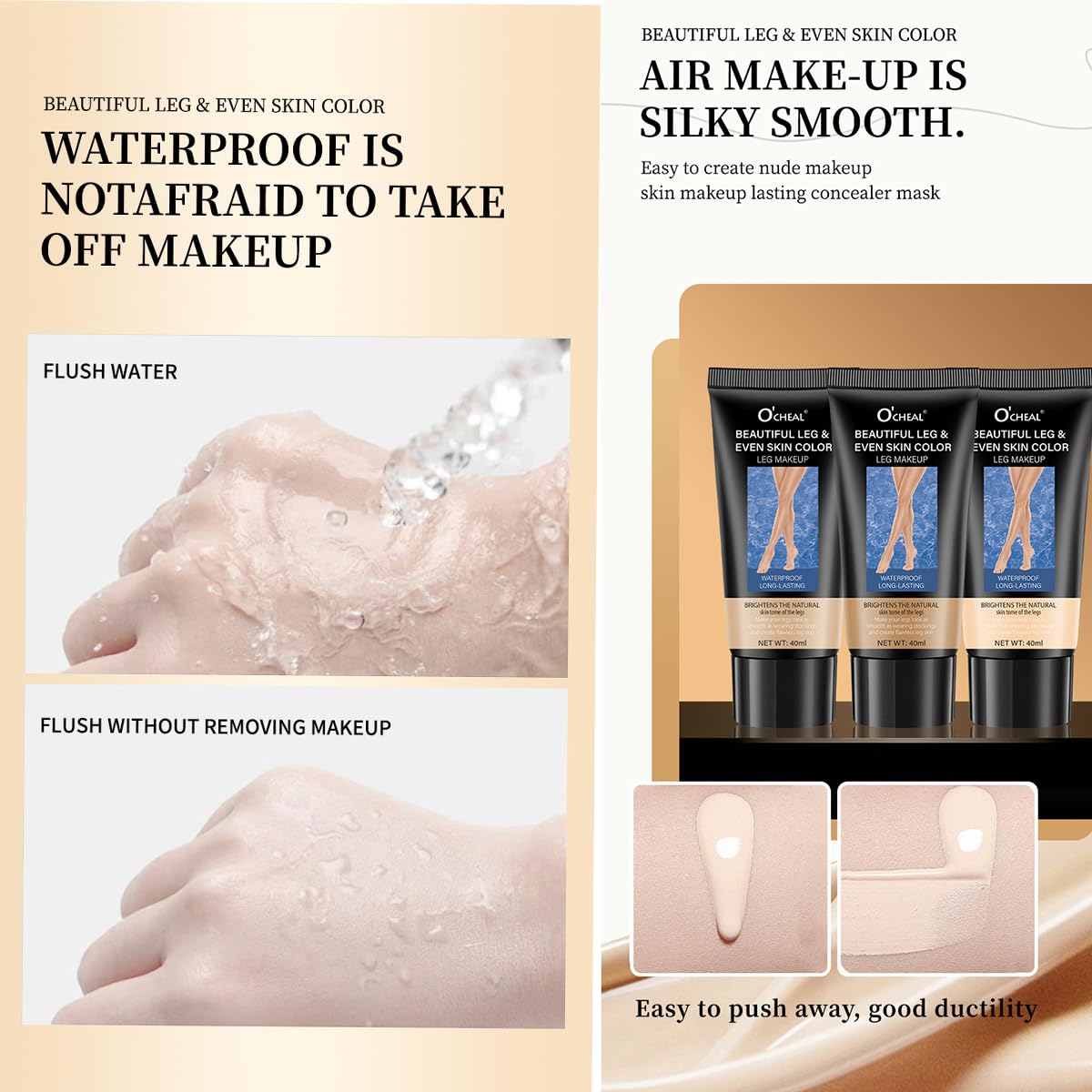 Pakivs 2PCS Leg Makeup Waterproof No Transfer, Leg Vein Cover up Makeup for Varicose Veins, Body Scar for Tattoo Cover Up