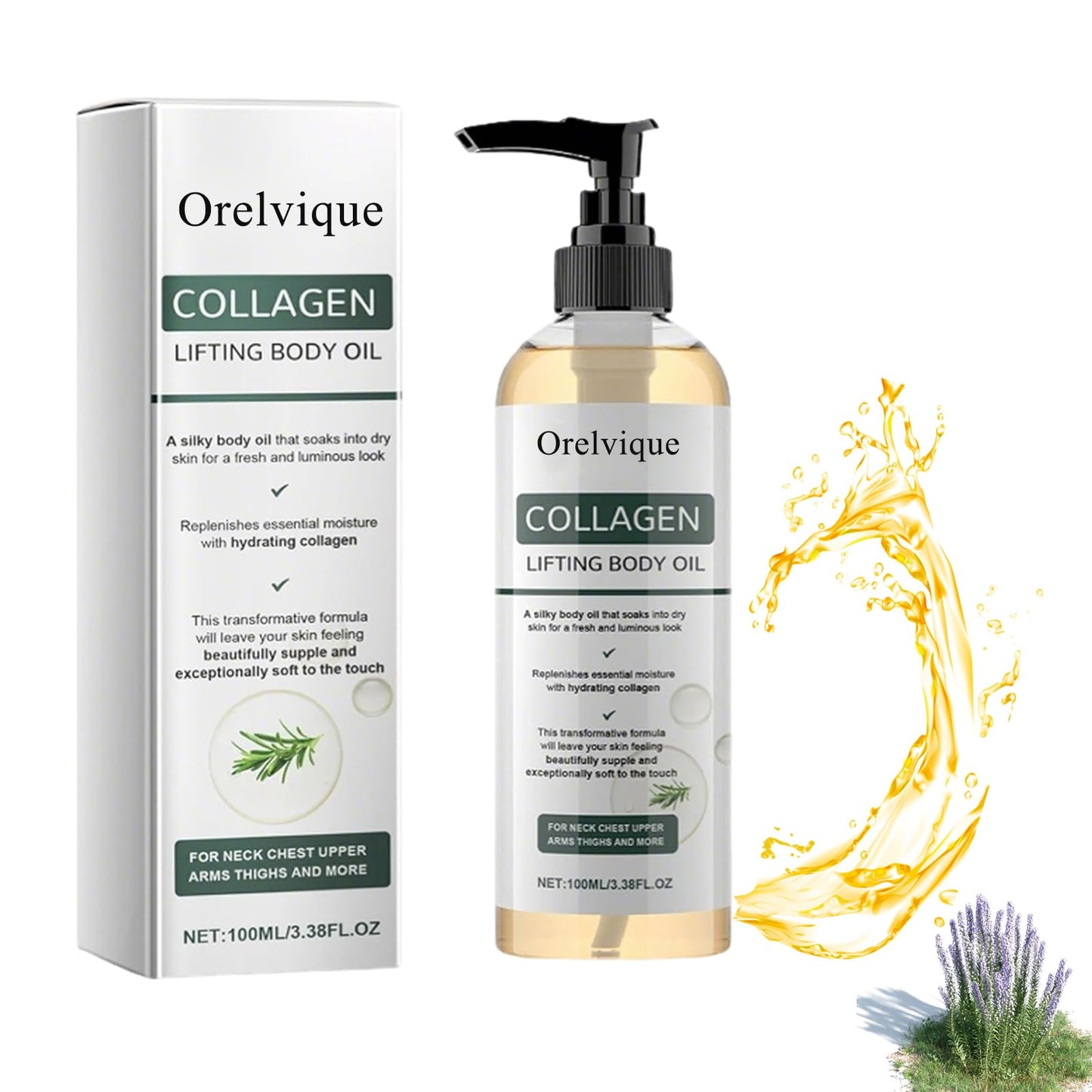 Orelvique Collagen Lifting Body Oil, Anti Aging Moisturizing Lifting Body Oil, Lightweight Fast-Absorbing Non-Greasy Moisturizer For Smooth Radiant Skin, For Women & Men (1pcs)