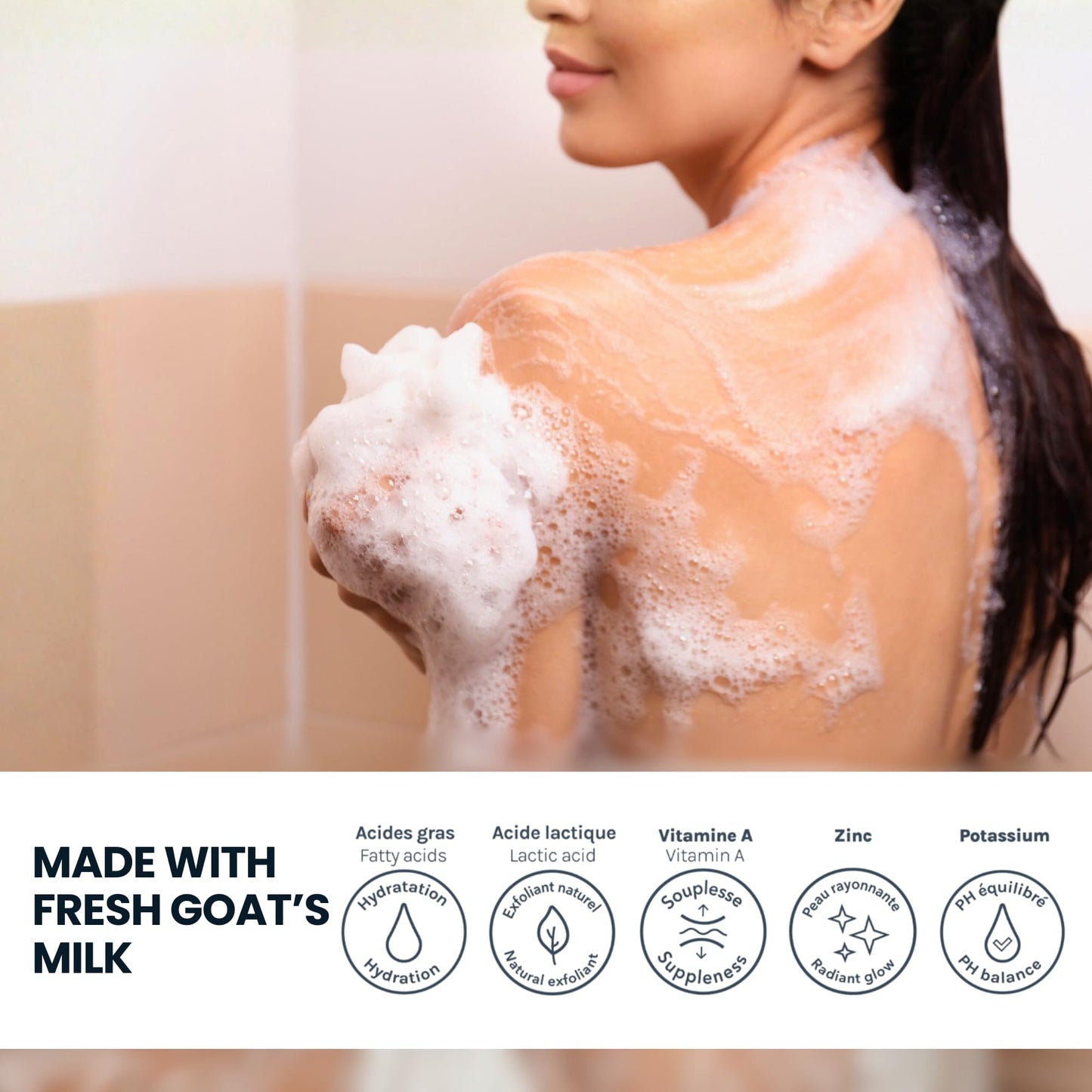 Caprina by Canus Goat Milk Soap Bar, ORCHID FLOWER, 3.2 oz (90 g) Bars, 3-Pack, Moisturizing Daily Cleanser for Face, Hands & Body, Fresh Canadian Goat Milk + Exfoliating Mesh Pouch
