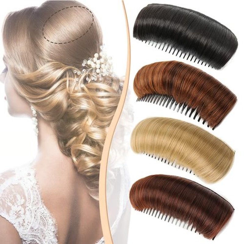 Invisible Fluffy Hair Pad, 2025 New Natural Fluffy Hair Bumps for Volume Insert, Bump It Up Hair Accessory Volume Clip, Invisible Fluffy Hair Pad Blonde for Women Girls (4pcs)