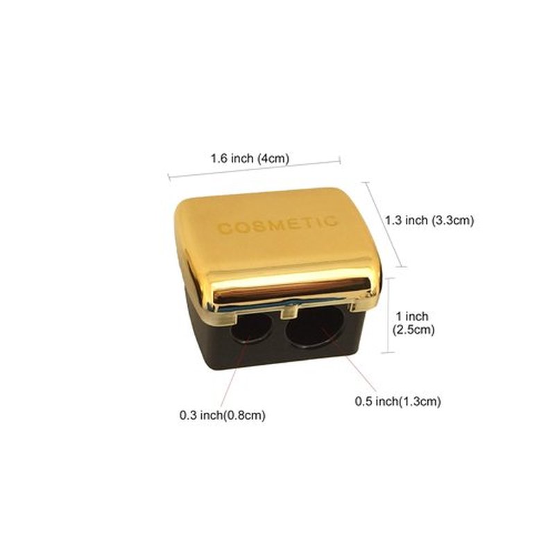 JOSALINAS Dual Makeup Sharpener (2 pack) for Cosmetic Eyebrow Eyeliner Pencil, Golden