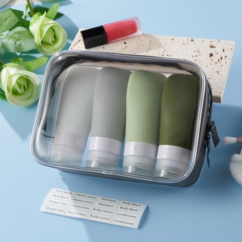 INSFIT Travel Bottles for Toiletries, TSA Approved 2oz Travel Size Bottles Leak Proof Travel Containers for Toiletries, BPA Free Refillable Travel Accessories for Shampoo Body Wash Liquids Green