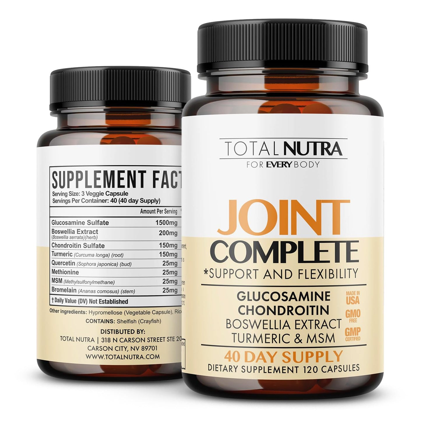 Glucosamine Chondroitin MSM Turmeric 2100mg – Joint Complete Capsules, Advanced Strength Joint Support Supplement for Adults Hands Back Knee Mobility – Bone & Joint Health Supplements for Men & Women