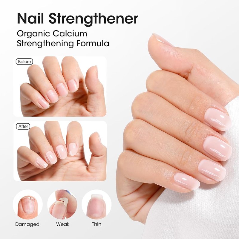 GELLEN 4-In-1 Illuminating Nail Concealer Base Coat - Sheer Milky White | Quick Dry Calcium Formula for Natural Nails