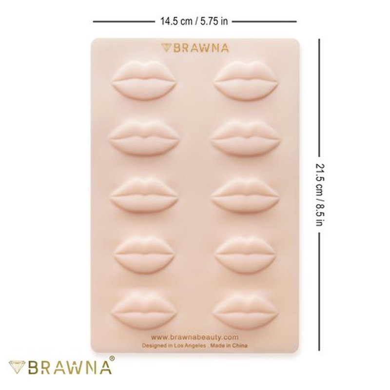 BRAWNA - 3D PMU Practice Skin for Eybrow Tattoo, Lip Blush and Eyeliner - PMU Supplies - Microblading Kit - 2 Pcs
