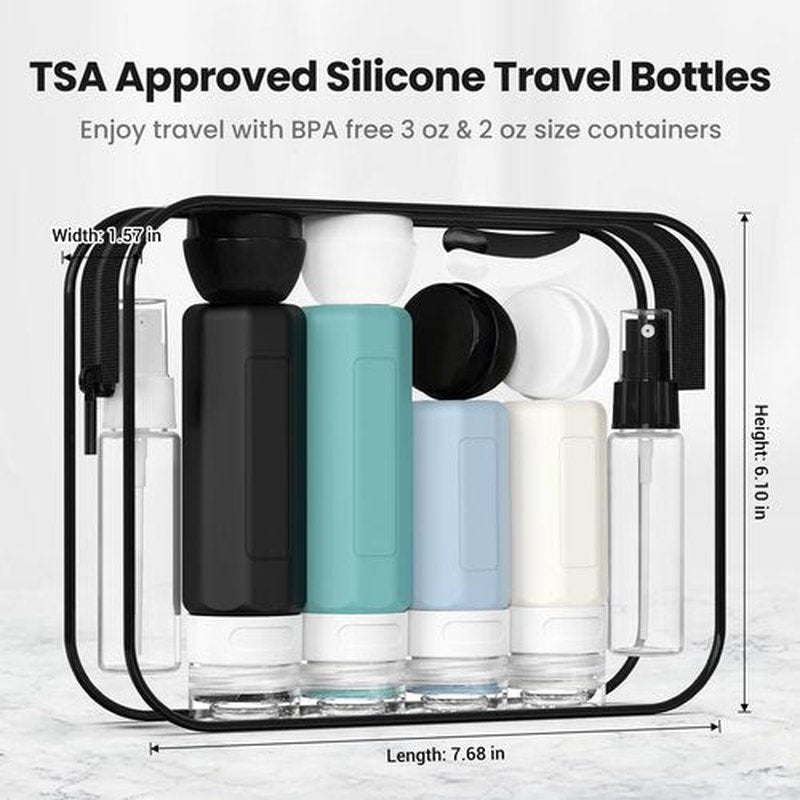 Ruinovate 17 Pack Travel Bottles for Toiletries, TSA Approved Travel Size Toiletries Bottles, Leak Proof Travel Size Containers, Travel Essentials for Body Wash, Shampoo, Lotion & Conditioner Blue