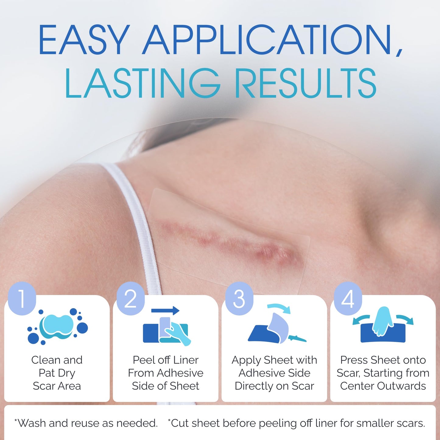 Advanced Medical Grade Silicone Scar Patches, 12 Reusable 3" Water-Resistant Silicone Scar Strips for Newly Healed Wounds and Older Scars - Breathable Silicone Gel Sheets for Scars w/Case