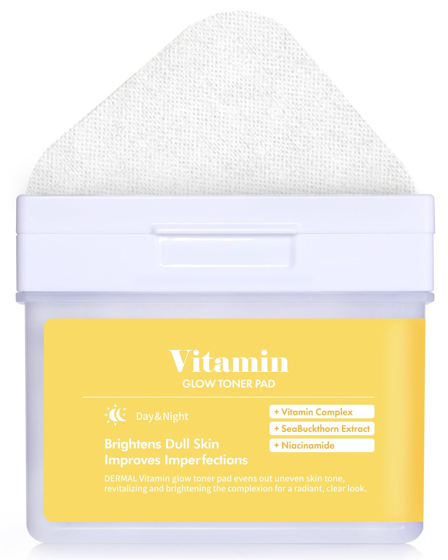DERMAL Vitamin C Toner Pads 120 Count – Niacinamide Sea Buckthorn Vitamin 11 Complex for Dark Spots & Dull Skin – Vegan Pure Cotton Pads with Tweezers (Korean Skincare)