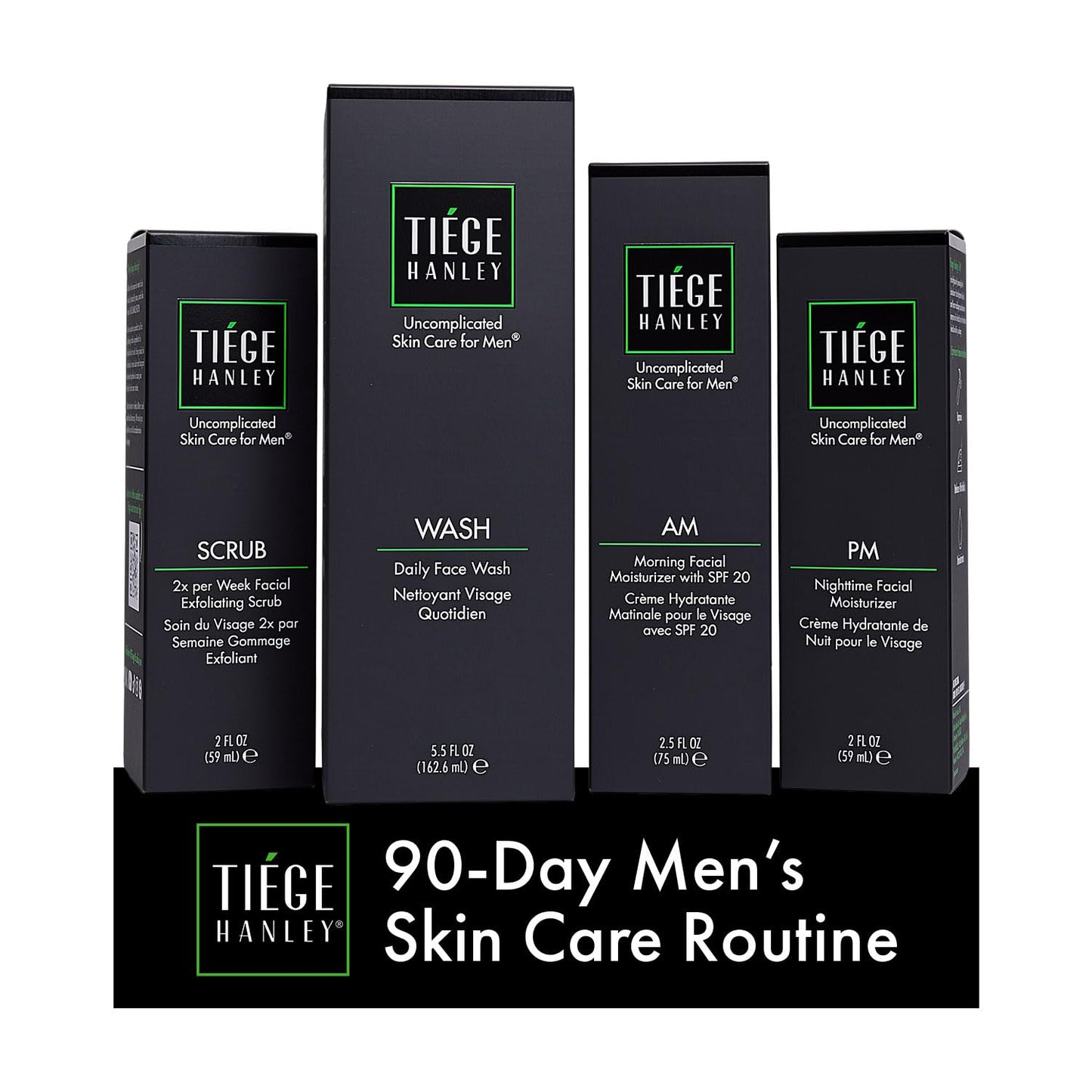 Tiege Hanley Essential Men's Skin Care Set, 90-Day, 4 Piece Kit