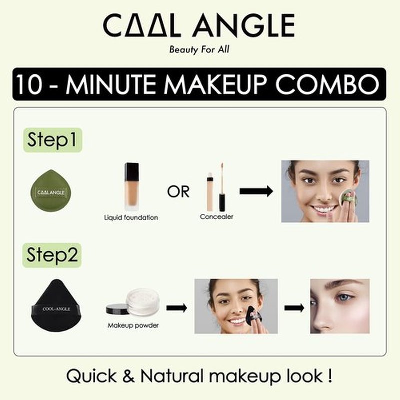 COOL-ANGLE 6Pack Makeup Sponge and Powder Puff Set with Blender Sponge for Liquid Foundation Concealer and BB Cream, Triangle Powder Puff for Loose Powder Setting and Oil Control