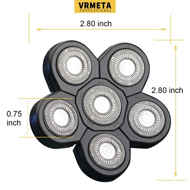 VRMETA 6 Blades Electric Head Shaver Replacement Heads Men's Electric Shaver Replacement Heads For Bald and Face