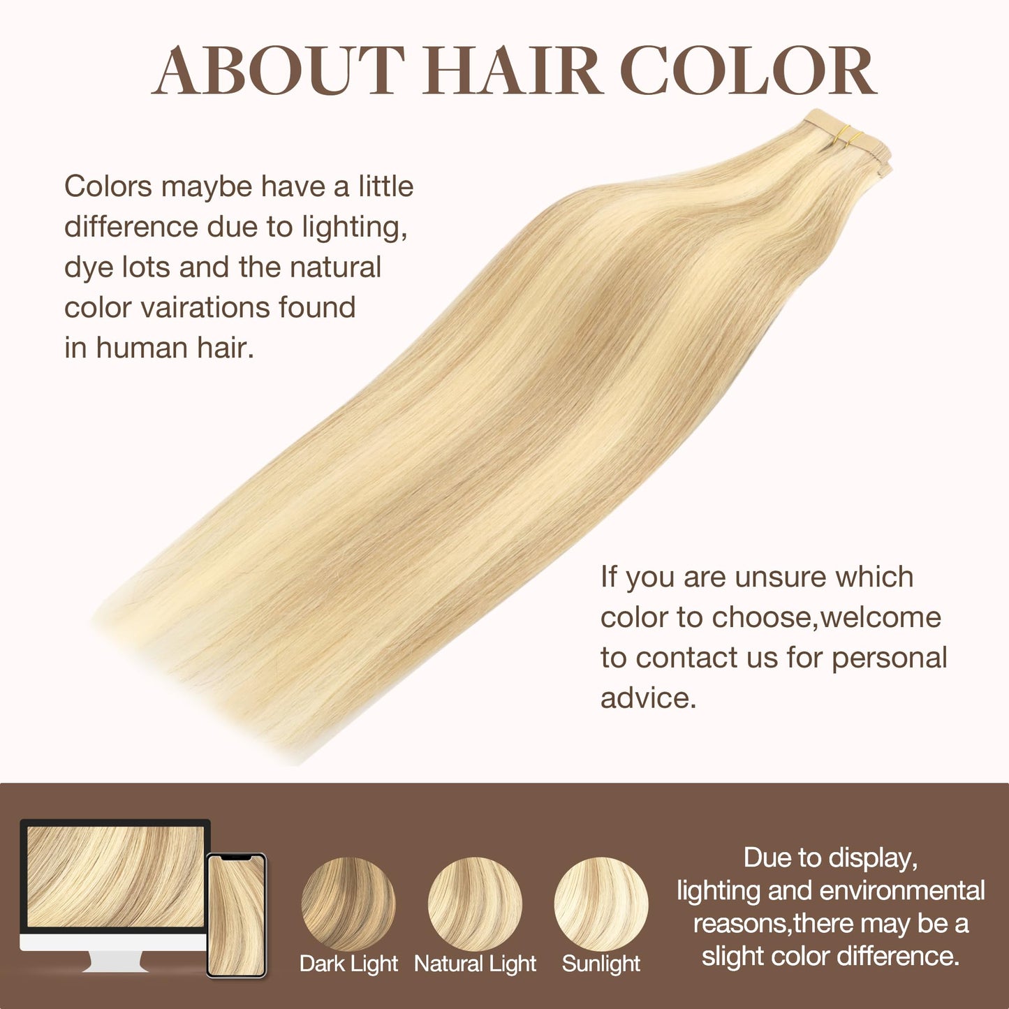 GOO GOO Tape in Hair Extensions Human Hair, 18D/22F Dirty Blonde Highlights, 10inch 50g 20pcs, Thick Ends Straight Seamless Tape in, Invisible Tape in Hair Extensions Human Hair