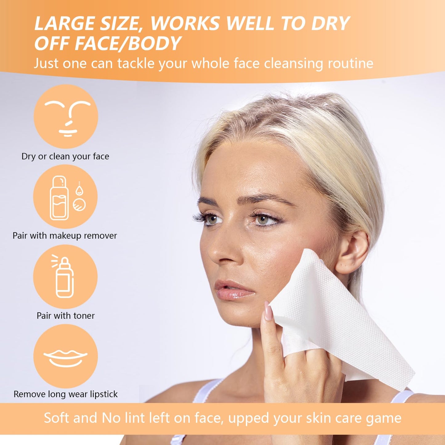 eggs sound Disposable Face Towel with Bamboo Drawer Storage Box - Face Towelettes Disposable XL, Facial Towels Makeup Organizer for Clean Face Towels, Makeup Remover Washcloths 50 Ct-Black Box