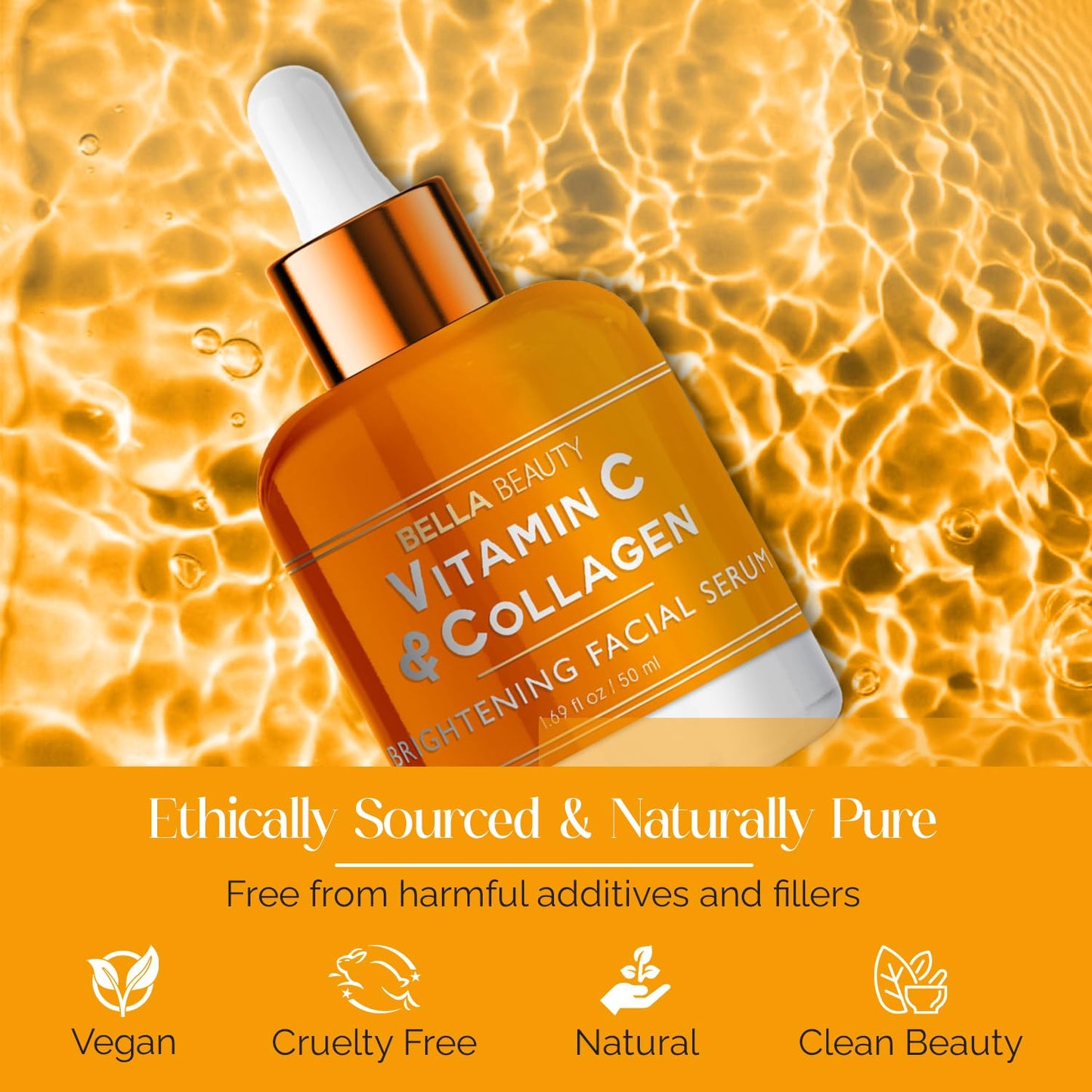 Bella Beauty Vitamin C Serum with Collagen - Dark Spot Reduction, Skin & Anti-Aging - Dermatologist Tested, Cruelty-Free Korean Skin Care for All Skin Types - 1.69 Fl. Oz