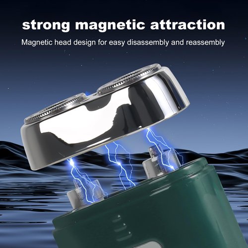 Mini Electric Shaver - USB C Fast Charge Portable Small Shavers for Men, Dual Head Pocket Shaver Washable Travel Electric Razor, Powerful Wet and Dry Mini Razor, Easy One Button Use (Green)