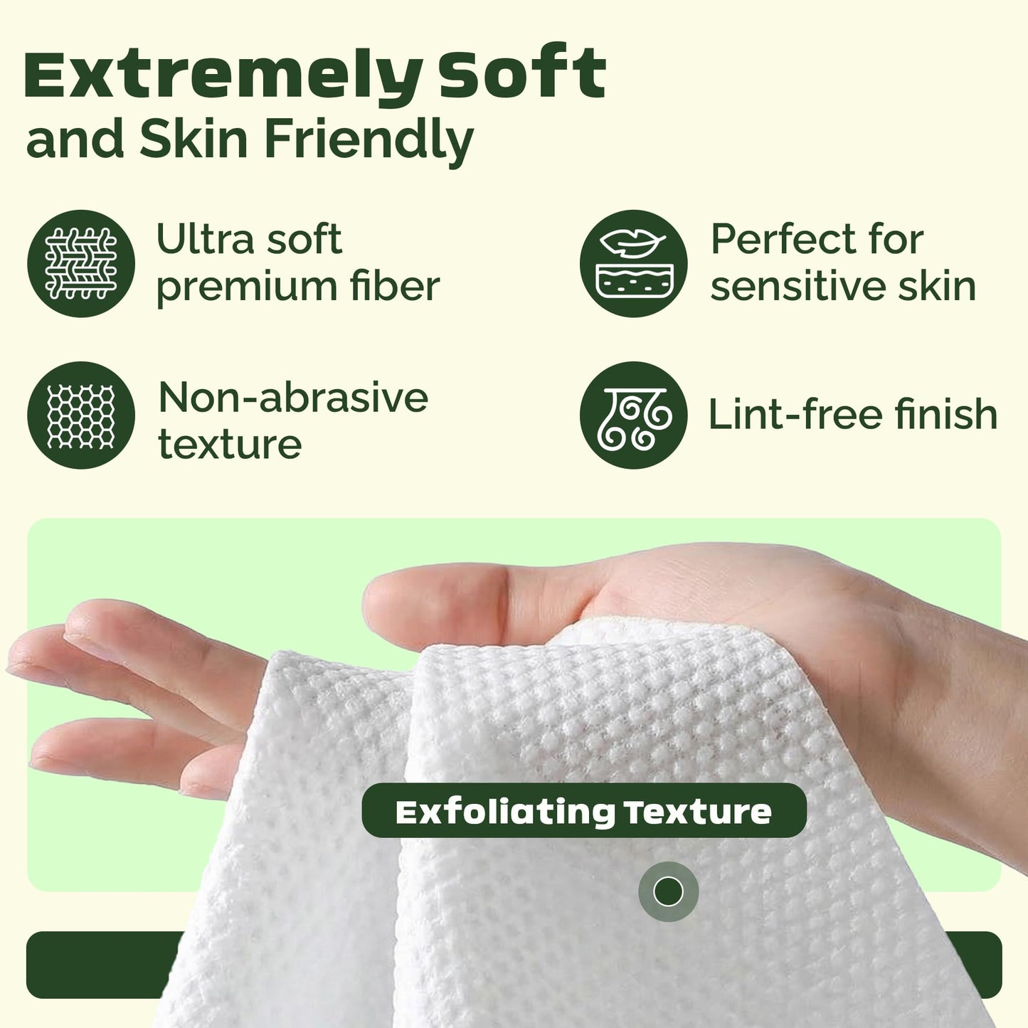 Disposable Face Towels XL, 60 Count, Ultra-Soft, Vegan, Cruelty-Free