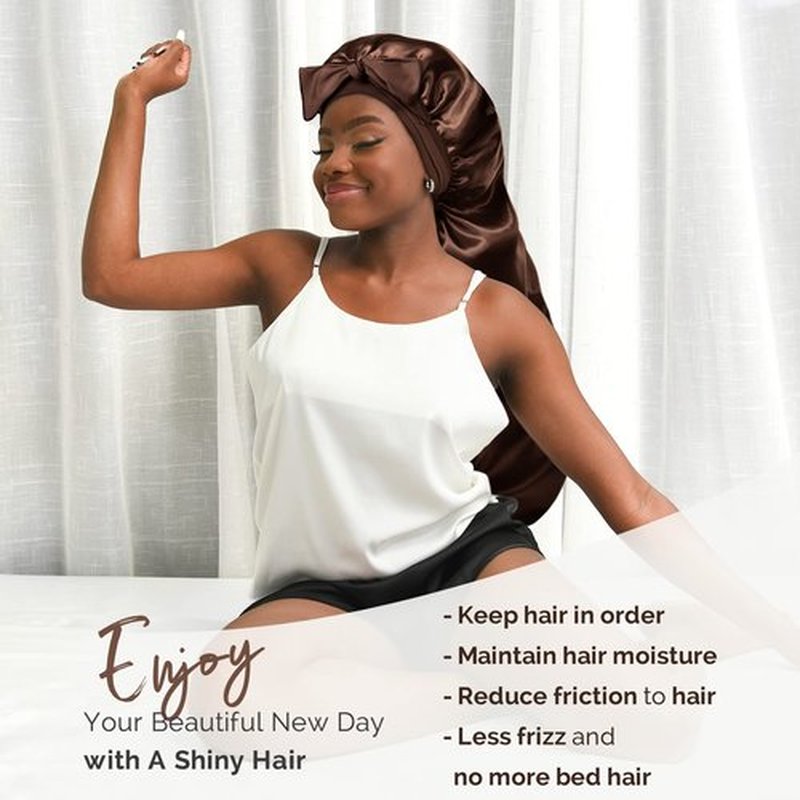 YANIBEST Silk Bonnet for Sleeping Braid Bonnet for Long Hair with Tie Band Bonnet for Braids for Black Women Curly Hair Locs
