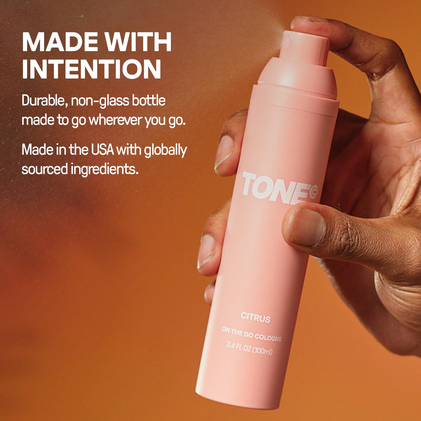 TONE Cologne & Body Mist for Men & Women | Citrus Cologne Spray | Notes of Grapefruit, Orange, and Pistachio | On The Go | Cologne and Perfume Mist, Travel Size Spray, 3.4 fl oz