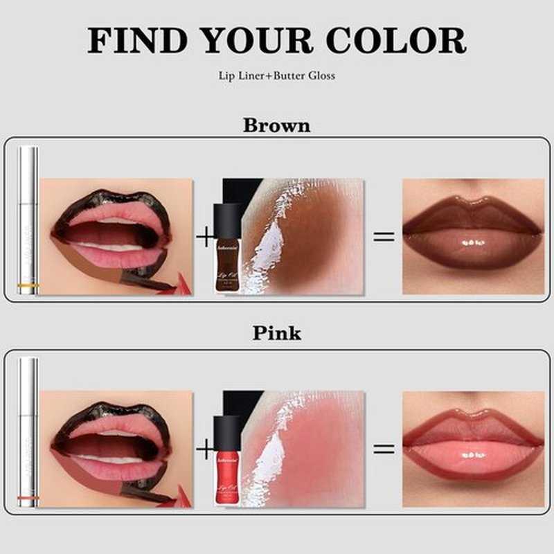 Wugbc Peel Off Lip Stain Pinked, Lip Tint Stain Peel Off Long Lasting Tattoo Lip Liner and Lipstick Combo Set Long Wear Lip Liner Stain Peeling Matte Finish with Hydrating Lip Gloss for Women Makeup