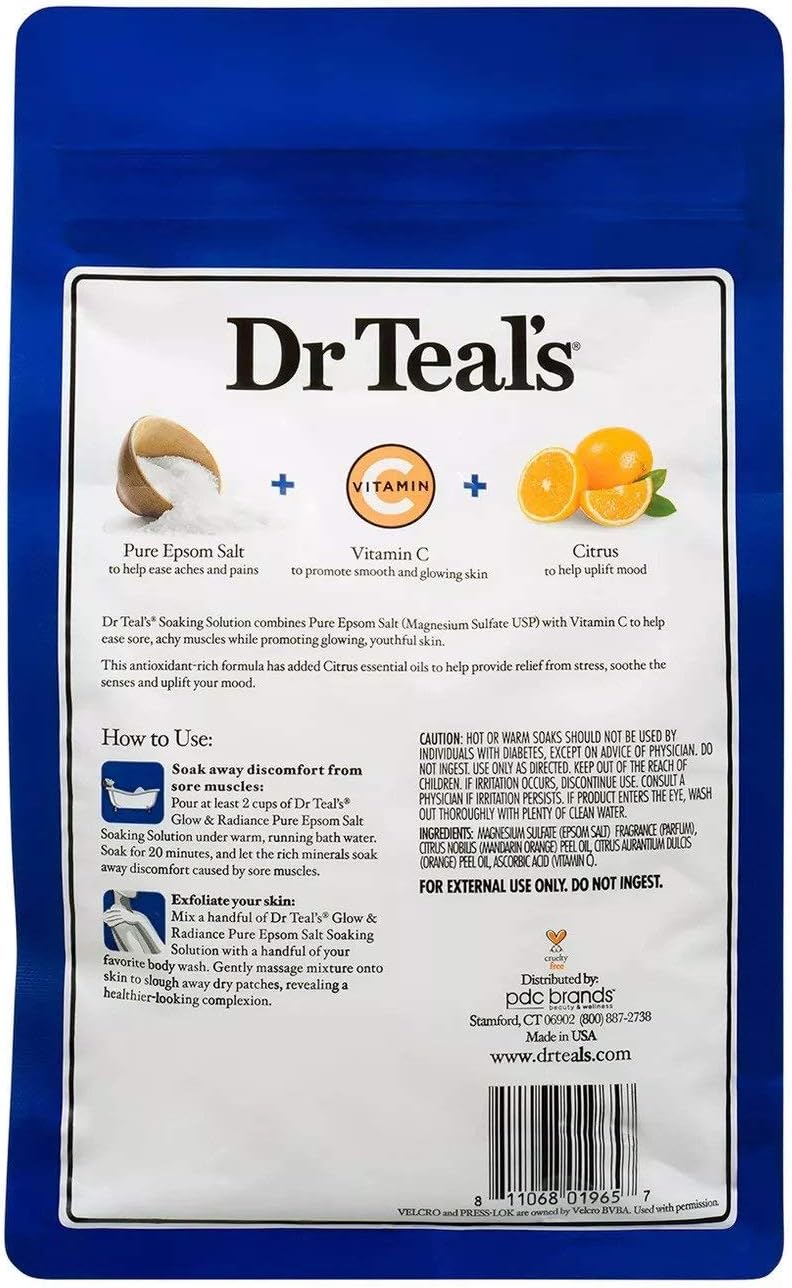 Dr Teal's Epsom Salt Bath Gift Set - 2 Pack (3lb Each) with Eucalyptus, Spearmint & Vitamin C for Relaxation & Radiance
