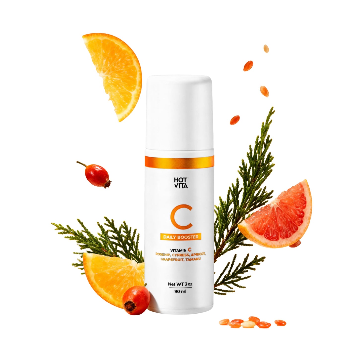 Hot Vita Vitamin C Oil, Body Oil After Shower for Dry Dull Skin, Lightweight Cellulite Oil for Daily Massage, Smooth-Looking Skin, Soft Moisture, and Healthy Body Glow