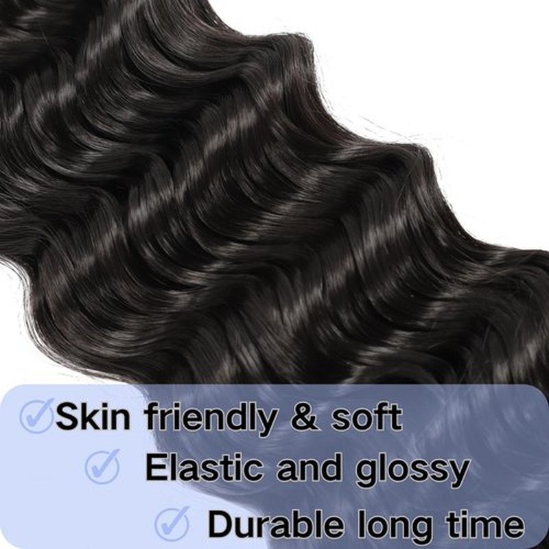 Deep Wave Bulk hair 30Inch 1Pack No Weft Deep Wave Bulk Hair for Braiding Wet and Wave Quality Synthetic Braiding Hair Extensions for Boho Braids Micro Braiding 30inch 100g Natural Color