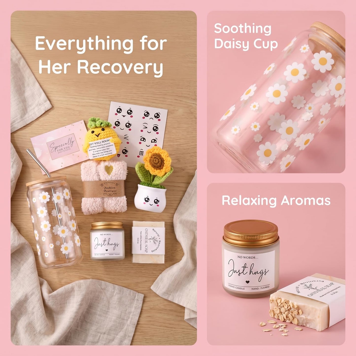 Get Well Care Package Gifts for Women, Self Care Gifts Basket, After Surgery Recovery Gift Set for Friends Sister Mom, Thank You Present for Her