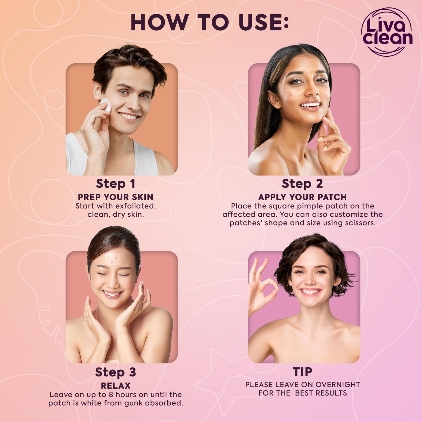 Livaclean 40CT Large Pimple Patches for Face - Big Pimple Patches Large Hydrocolloid Patch for Blemishes - Body Nose Forehead Chin Acne Patch - XL Zit Stickers