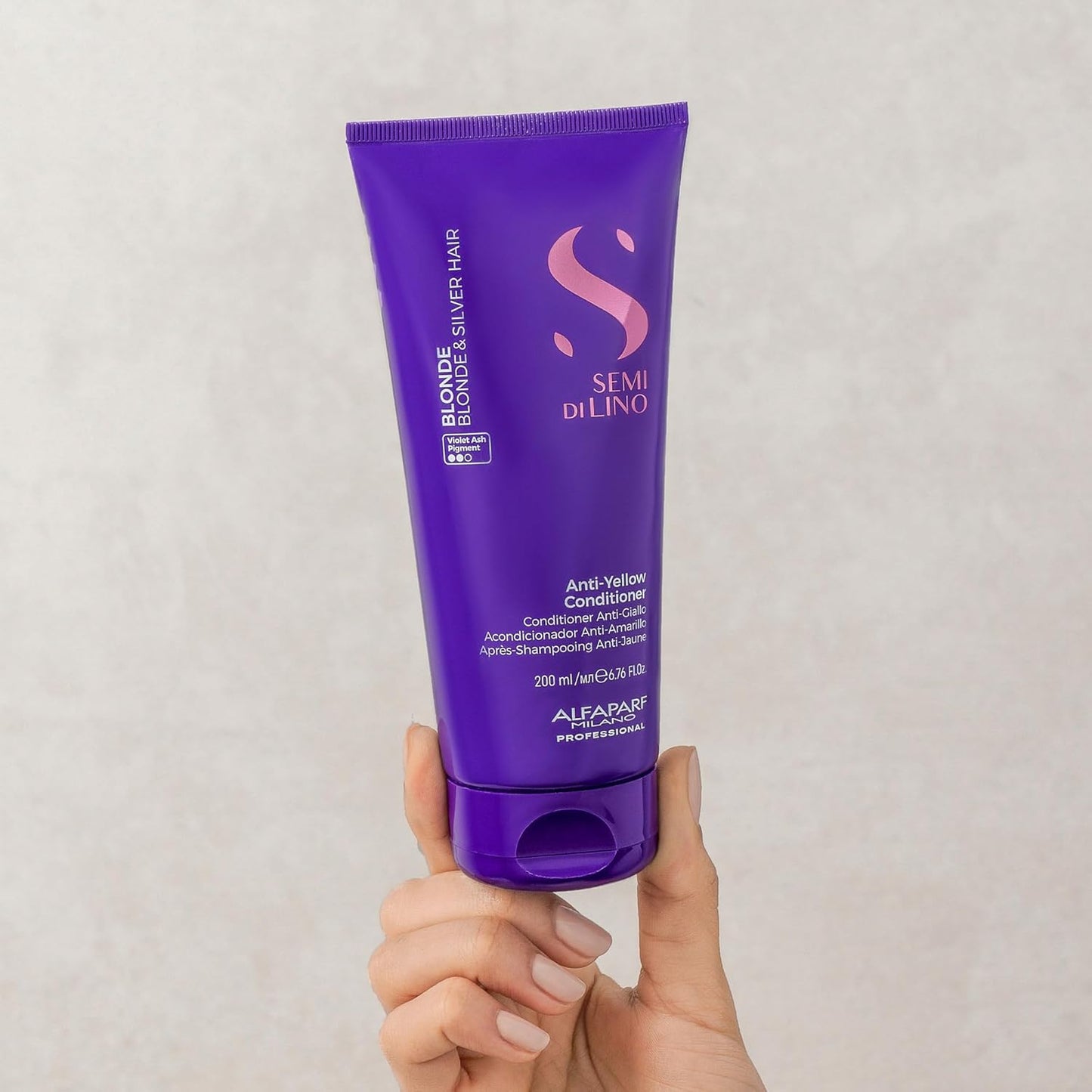 Alfaparf Milano Semi di Lino Blonde Purple Conditioner - Anti-Yellow Treatment for Blonde & Silver Hair, 6.76oz