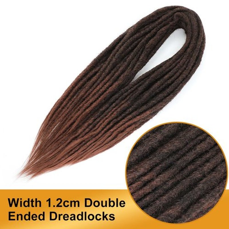 Aguacor Straight Dreadlocks Synthetic Double Ended Dreadlock Extensions 24inches 5 Strands Width 1.2cm Soft Black to Dark Brown DE Dreadlock Extensions for Women (5 Strands, 1B/30)