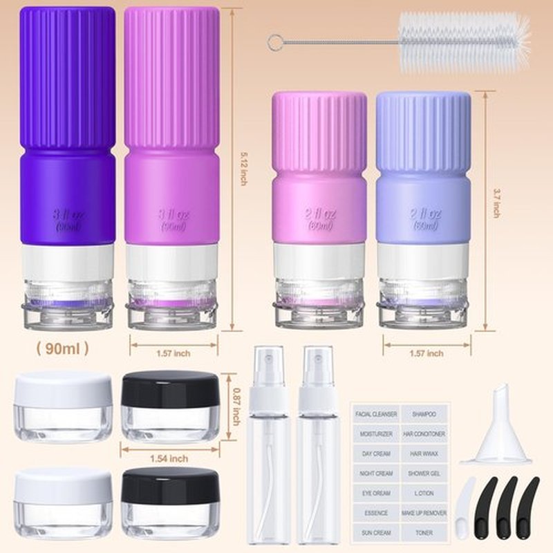 18 Pack Travel Bottles for Toiletries,TSA Approved Silicone Travel Bottle Set Containers jar for Toiletries, Leak Proof Refillable Liqus Shampoo and Conditioner Travel Essentials Toiletry
