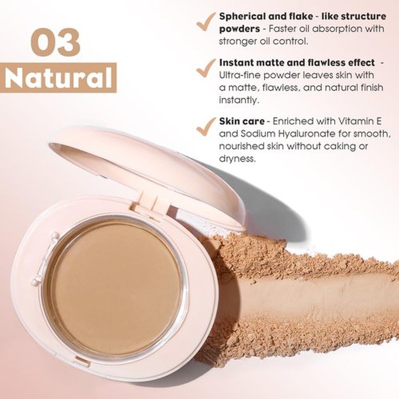 UCANBE 2-in-1 Pressed Face Powder & Foundation Makeup, Matte Oil Control Flawless Setting Powder, Korean Makeup,Waterproof Long Lasting Finishing Powder (Natural)