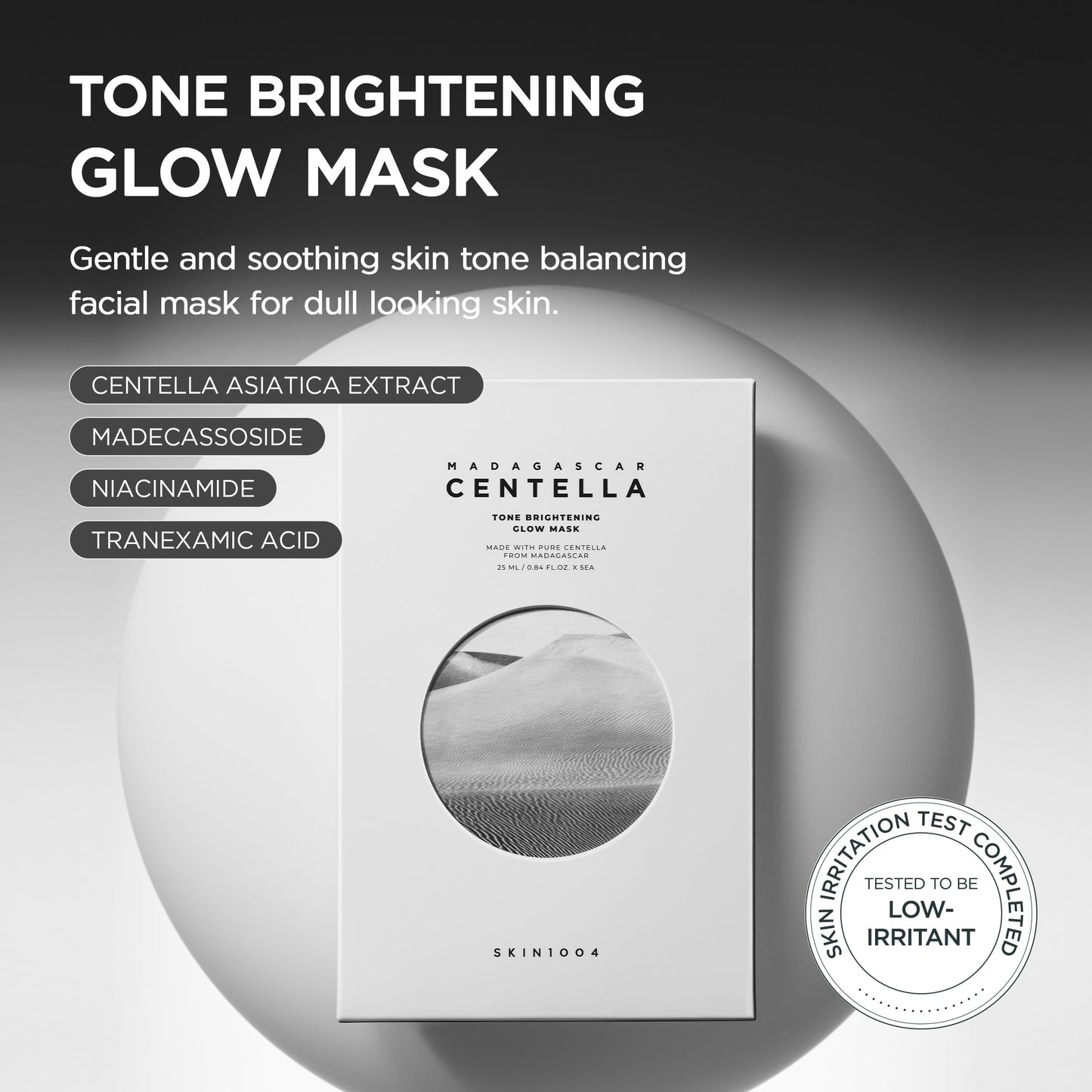 SKIN1004 Tone Balancing Mask, Face Mask Skincare for Uneven Skin Tone, Facial Sheet Mask for Radiant Skin Glow, Hydrating Face Mask with Madagascar Centella, Korean Skin Care, 0.84 fl oz / 25ml * 5ea