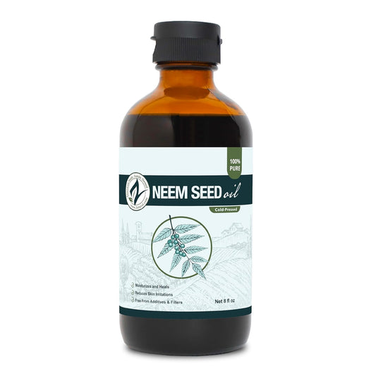 Zatural 100% Pure Neem Seed Oil - Cold Pressed Natural Oil for Skin & Hair | 8 Fl Oz Glass Bottle