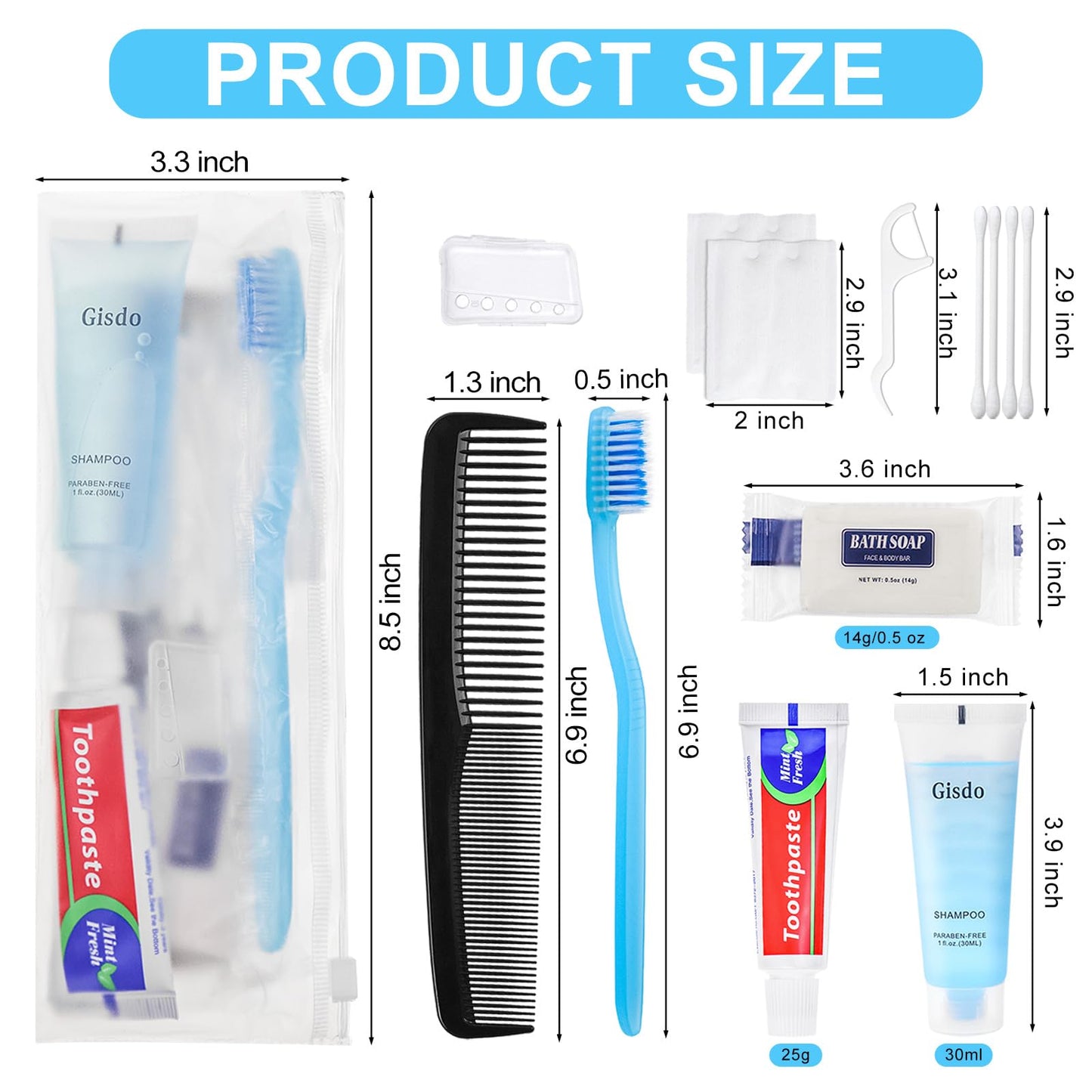 Gisdo 5 Kits Basic Toiletry Kits Homeless Personal Hygiene Kit Bulk Homeless Care Package Supplies Travel Toiletry Kit Homeless Hygiene Kit Bulk for Men Women Charity Toiletry Bag(10-IN-1)