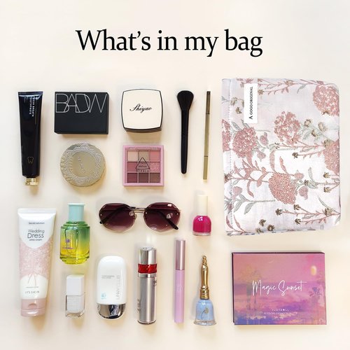 STARDW Aesthetic Makeup Bag for Women Travel Toiletry Bag Large Capacity Makeup Organizer Bag Floral Cosmetic Bags Zipper Pouch(Dandelion Pink)