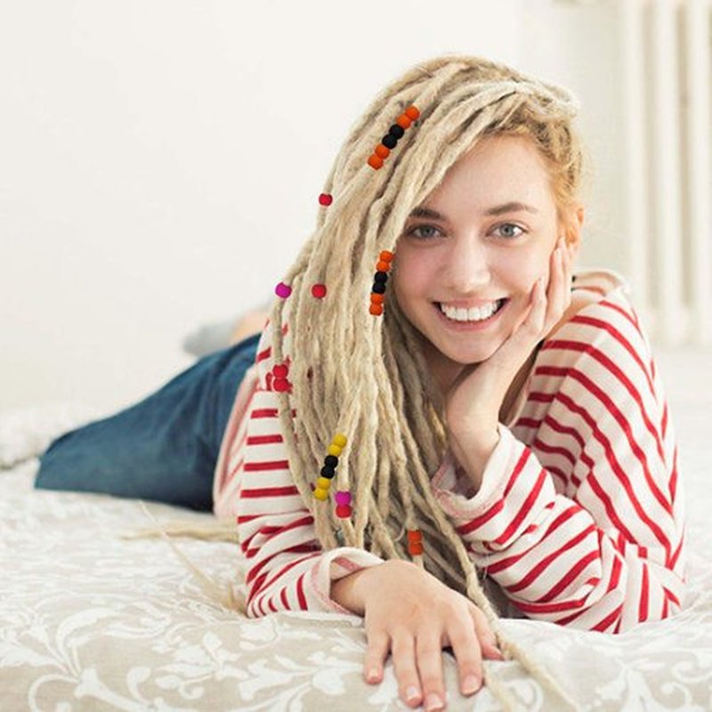 GENLEAS 50Pcs Silicone Hair Beads for Kids Girls Braids, 10 Color Silicone Beads for Hair, Colorful Rubber Pony Beads Kit