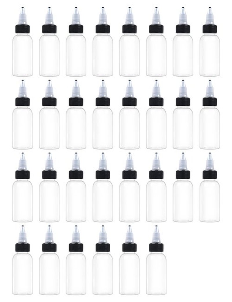 EOSAU 30 Pcs 1oz Plastic Squeeze Bottles with Twist Top Cap, 30ml Clear Dispensing Bottles, Empty Squirt Bottle for Liquids, Sauces, Arts, Crafts, Travel
